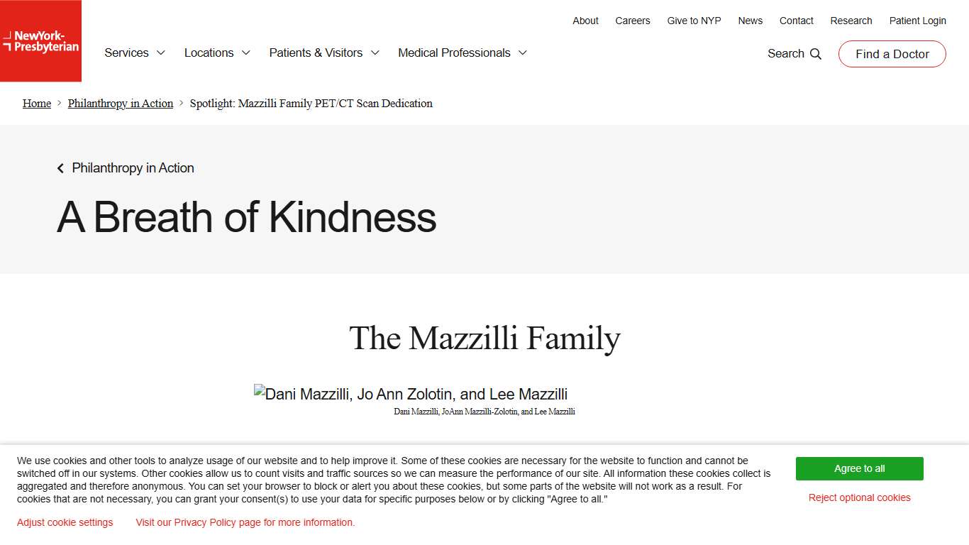 Philanthropy in Action Mazzilli Family PET/CT Dedication NewYork-Presbyterian