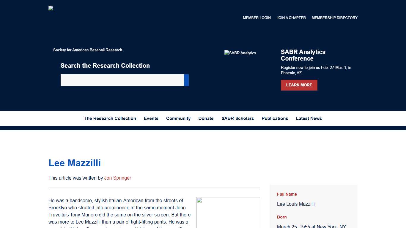 Lee Mazzilli – Society for American Baseball Research