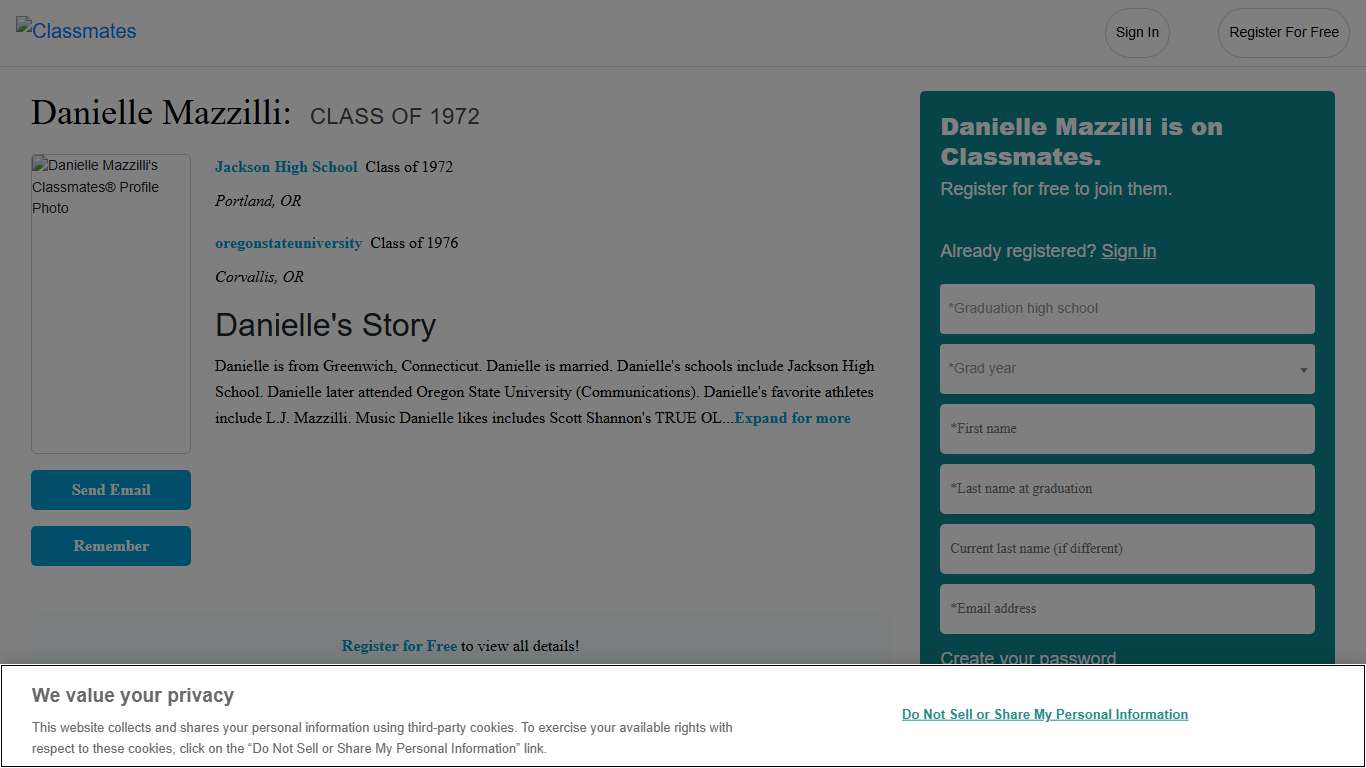 Danielle Mazzilli from Jackson High School - Classmates